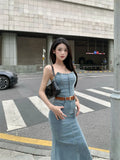 MQTIME  -  Denim Suspender Dress For Women'S Summer New French Retro Design With Personalized