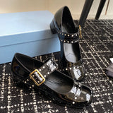 MQTIME  -  French Mary Jane Thick Heel Women's Shoes Hollow Out Spring 2025 Fashion Patent Leather Metal Buckle Office Dress Pumps Vintage