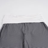 MQTIME  -  Women Striped Wide Leg Calf-Length Pants High Waist Casual Cropped Culottes Loose Fit Overlay Waistband Summer Streetwear
