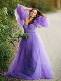 MQTIME  -  Purple Maternity Dress for Photoshoot Empire Tulle  Prom Party Gowns Modest Pregnancy Robes Girls Wear For Babyshower Customized