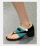 MQTIME  -  Clip Toed Sandals for Women New Fashionable and Versatile Square Toe Thick Heel Single Button Mary Jane Shoes