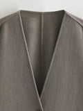 Mqtime Fashion Woolen Coat and Jackets Women Autumn and Winter New Woolen Single-sided Wool Jacket V-Neck Single-breasted Tops