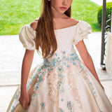 MQTIME  -  Luxury White Girl Dress 3D Flowers Satin Princess Dubai Kids Wedding Birthday Communion Party Elegant Gown 2024 J295