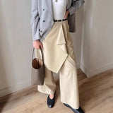 MQTIME  -  Spliced Wrapped Wide-leg Pants Women's 2025 Autumn New Design High-waisted Slimming Casual Trousers Women's Clothing