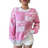 MQTIME  -  Autumn/Winter New Sweet Bow Knitted Sweater Loose Top Sweater Women's Wear