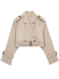  MQTIME  -  Women Casual Trench Outwear With Belt Vintage Solid Notched Neck Long Sleeve Jacket Autumn Fashion Lady Streetwear Coat