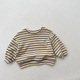  MQTIME  -  Autumn New Children Long Sleeve T Shirts Cotton Boys Girls Casual Striped Sweatshirt Baby Vintage Pullover Tops Kids Clothes