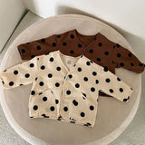 MQTIME  -  Baby Children's Jacket 1-8Y Korean New Polka Dot V-Neck Coat for Boys Girls 2025 Sring  Kid's Outwear Loose Casual Cardigan Top