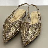 MQTIME  -  New Pointed Roman Sandals Women's Summer Flat Bottom Hollow Word with Bag Head Cool Slippers