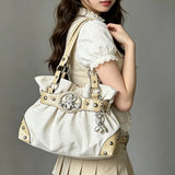  MQTIME  -  Sweet Cool Green Underarm Bag Y2k Hot Girls Pu Leather  Large Capacity Shoulder Tote Bag Women Fairycore Aesthetic Handbag Chic