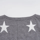 MQTIME  -  Autumn /Winter Lazy Style Contrasting Stars Slanted Shoulder Loose Sweater Spicy Girl T-shirt Off Shoulder Long Sleeved Warm Top