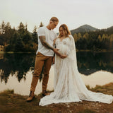  MQTIME  -  Boho Lace Matenrity Photo Shoot Long Dresses Tassels Pregnancy Photography Props Maxi Dresses