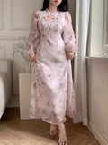  MQTIME  -  Elegant Women Luxury Formal O-Neck Maxi Dress Fashion Long Sleeve Evening Ladies Street Party Vestidos 2026 Spring Summer