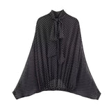  MQTIME  -  Polka Dot Printed Women Shirt Autumn New Bow Tied Blouse Woman Tops Lady Ruffles Long Sleeve Loose Elegant Blouses Top ﻿