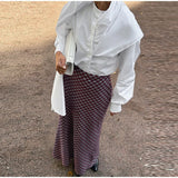 MQTIME  -  Vintage Plaid Slim Long Fishtail Skirts Women High Waist Zipper Hip Package Skirt 2026 Spring Lady Commute All-match Clothes