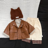MQTIME  -  The Autumn and Winter New Children's Clothing Korean Style Boys and Girls Fashion Jacket Cotton Thickened Leather Jacket