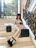 MQTIME  -  Elegant Heavy Bow Lace Vestidos De Mujer 2024 Early Autumn New Dress for Women Y2k Slim Fit Irregular Bodycon Dresses
