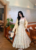 MQTIME  -  Summer Floral Printed Long Dress Women Patchwork Lace Chiffon Fairy Dress Casual Gold Stamping Bow Tie Suspender Dress