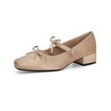 MQTIME  -  Women's Mary Jane Shoes Exquisite Rivet Square Head Low Heels for Woman Elegant French Casual Shoes Designer Shoes Zapatos Mujer