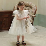  MQTIME  -  Baby Girls Mesh Dress Summer Princess Tulle Tutu Gown New Children White Sleeveless Clothing New Kids Birthday Party Vestidos