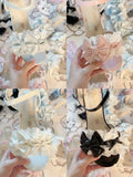 MQTIME  -  Pink Mary Jane Platform Sandals Bow Lace Cutecore Shoes Lolita Mary Jane Shoes White Lolita Shoes Women's Footwear Trend