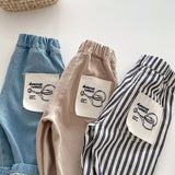 MQTIME  -  1-5Y Kid's Jeans New Autumn Solid Color Denim Pants Loose Style Boys Trousers Mid Waist Kid's Outdoor Pants