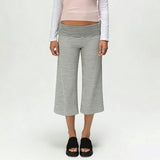 MQTIME  -  Women's Y2k Fold Over Loungewear Capris Wide Leg Cropped Flowy Gaucho Pants Comfy Casual Yoga Coluttes Pajama Bottoms