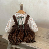 MQTIME  -  Autumn Baby Girls Two Piece Clothes Set Cotton Print Bow Tops Stretch Fragmented Lantern Pants Infant Girl Strappy Pants Outfits