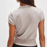 MQTIME  -  Spring and Summer New Tight Short-sleeved T-shirt Casual Lapel Button-up Top Women's Clothing