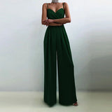 MQTIME  -  Sexy V Neck High Waisted Halter Jumpsuits Fashion Slim Solid Color Commute Playsuits French Style Simple Streetwear For Women