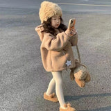 MQTIME  -   Children Laml Wool Coats Winter Stitching Jackets Girls Boys Thick Warm Outerwear Autumn Plus Velvet Snowsuit Kids Clothing 1-5Y
