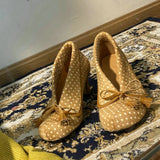 MQTIME  -  French Polka Dot Bow Tassel High Heels Women Thick Heel Design Sense Horse Hair Shoes Comfortable Shoes