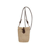 MQTIME  -  Simple Handwoven Straw Cute Mini Crossbody Bucket Bag Ladies  Phone Shoulder Bags Summer Travel Beach Handbags and Puses