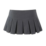 MQTIME - 2024 Women Y2K Aesthetic Casual Short Skirt Sexy Low Waist Bow Tied Mini Skirts Fashion Solid Chic Slim Pleated Skort