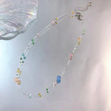 Mqtime Women's Bohemian Necklace Colorful Beads Korean Fashion Fresh Summer Simple Pendant Necklace Fashion Jewelry