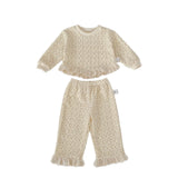 MQTIME  -  Spring New Baby Long Sleeve Clothes Set Girls Waffle Lace Sweatshirt + Lace Trousers 2pcs Suit Toddler Loose Floral Outfits