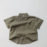 MQTIME  -  Korean Style Summer Baby Boys Plaid Outfits Cotton Linen Shirts Shorts 2pcs Toddlers Kids Casual Thin Sets