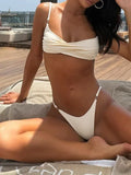 MQTIME  -  Fashion Sportswear for Women Vintage Sexy Sleeveless Swim Solid Backless New All Season Two Piece Suits Bikinis Set