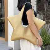 MQTIME  -  Y2K Street Style Women Star Shaped Underarm Tote Bag Creative Solid Color Novelty Design Large Capacity Daily Travel Handbag