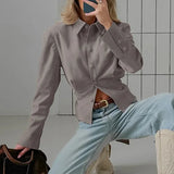 MQTIME  -  French Vintage Khaki Collar Jacket Women 2025 Autumn Winter Suede Waist Long Sleeve Wrinkle Coat