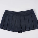 MQTIME  -  Primary Color Knitted Strap Tube Top Low Waist Short Pleated Skirt Fashion Personality Spice Girl Casual Suit