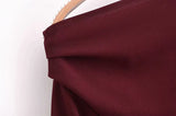 MQTIME  -  Asymmetric Long Sleeve Top Women 2025 New Spring Casual Slim Shirts Blouse Female Off Shoulder Burgundy Shirts & Blouses Tops