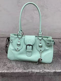  MQTIME  -  Korean Y2k Retro Pu Leather Large Capacity Handbag Mint Green Underarm Shoulder Bag Lipstick Wallet Storage Bags Woman Bag