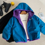 MQTIME  -  Kids Boy Outdoor Jacket Hooded Contrast Thicken Warm Toddler Boy Hooded Coat Winter Letter Print Infant Baby Boy Parkas Outwear