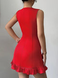 MQTIME  -  Summer New Sexy Short Sleeveless Female Dress Pure A-Line Fashion Arrival Women Clothing Fashion Temperament Bowknot Dresses