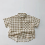MQTIME  -  Korean Style Summer Baby Boys Plaid Outfits Cotton Linen Shirts Shorts 2pcs Toddlers Kids Casual Thin Sets