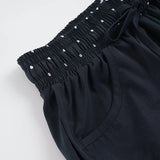  MQTIME  -  Women's Casual Summer Shorts with Polka Dot Elastic Waist With Floral Embroidery Drawstring Tie Side Pockets Loose  Mini Bottoms