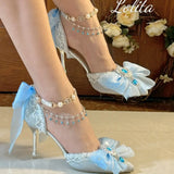MQTIME  -  Original Bridal Lolita Heels 8cm Pointed Stiletto Pumps Women's Shoes for 18th Coming of Age Ceremony Weddings High Heels