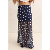 MQTIME  -  Women's Summer Y2k Vintage Polka Dot Print Long Skirt Elastic High Waist Mesh Sheer See-through Layered A-line Skirts