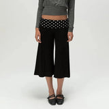 MQTIME  -  Women's Y2k Fold Over Loungewear Capris Wide Leg Cropped Flowy Gaucho Pants Comfy Casual Yoga Coluttes Pajama Bottoms